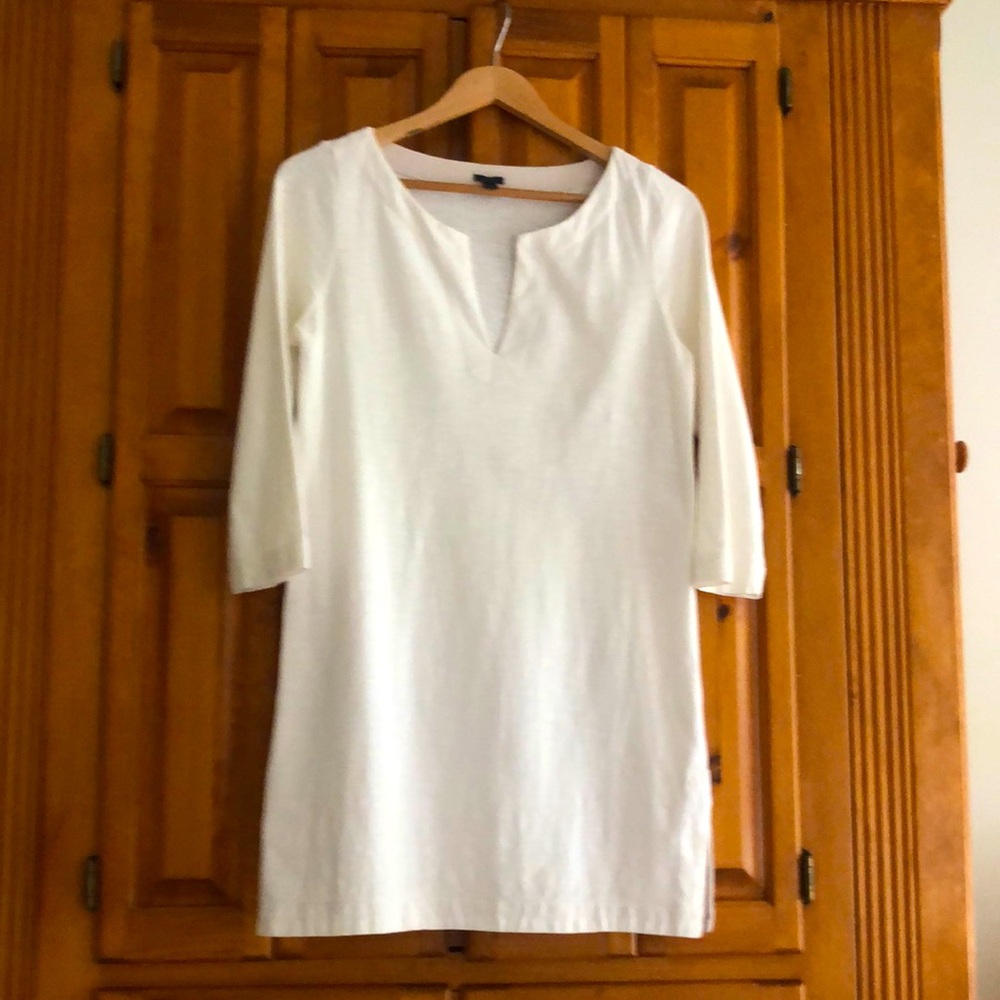 J Crew v neck tunic dress. Ivory cotton. Good condition.